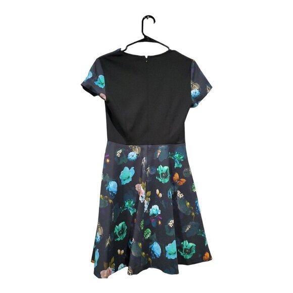 Club Monaco Women's Aurelie Dress Fit & Flair Flowers Butterfly V-Neck Pockets 4 - Picture 2 of 12